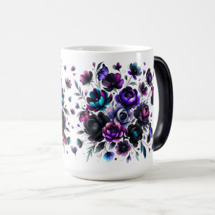 Taza Mágica Fantasía floral brillante y oscura con mariposas