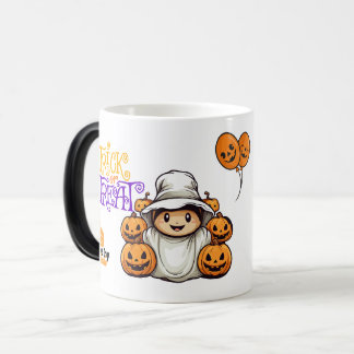 Taza Mágica Fantasma lindo con calabazas truco o traten Hallow