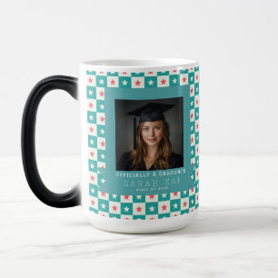Taza Mágica Farmacéutico certificado con patrón cuadrado en ne