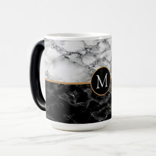 Taza Mágica Faux Black White Marble Coffee Mug Personalizado C