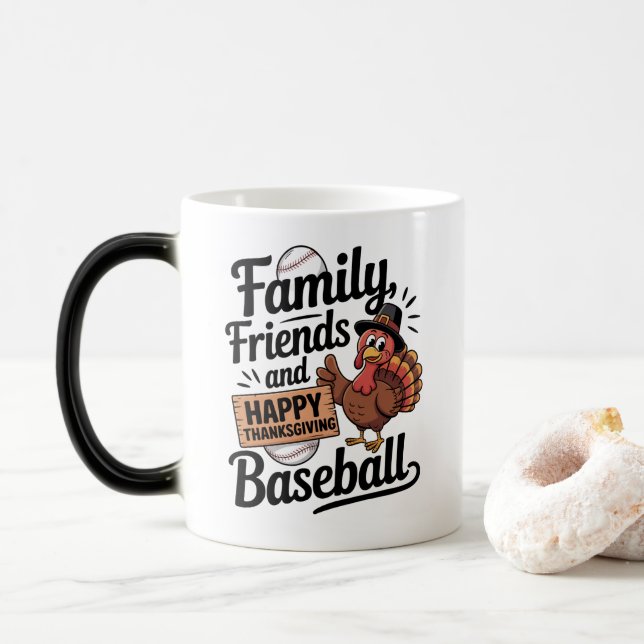 Taza Mágica Felices hojas de otoño del Día de Acción de Gracia (Con donut)