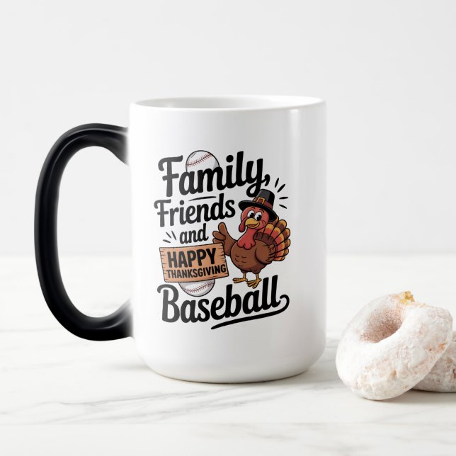 Taza Mágica Felices hojas de otoño del Día de Acción de Gracia (Con donut)