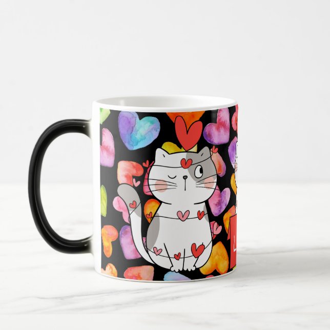 Taza Mágica felinos valentinos felices (Izquierda)