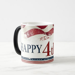 Taza Mágica Feliz 4 de julio - Diseño Vintage Bandera American
