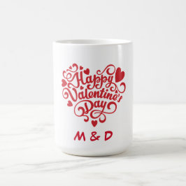 Taza Mágica Feliz Monograma personalizado de San Valentín
