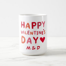 Taza Mágica Feliz Monograma personalizado de San Valentín