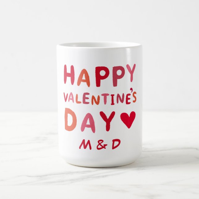 Taza Mágica Feliz Monograma personalizado de San Valentín (Centro)