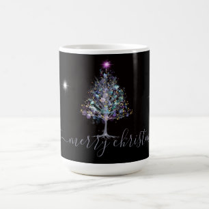 Taza Mágica Feliz Navidad, arbol de navidad con iluminación pa