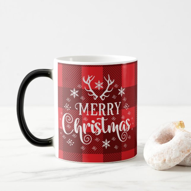 Taza Mágica Feliz Navidad Copos de nieve, Feliz Año Nuevo (Con donut)