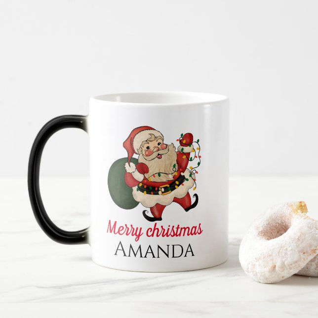 Taza Mágica Feliz navidad santa y regalo (Con donut)