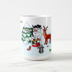 Taza Mágica ¡Feliz Navidad! Snowman con sus amigos