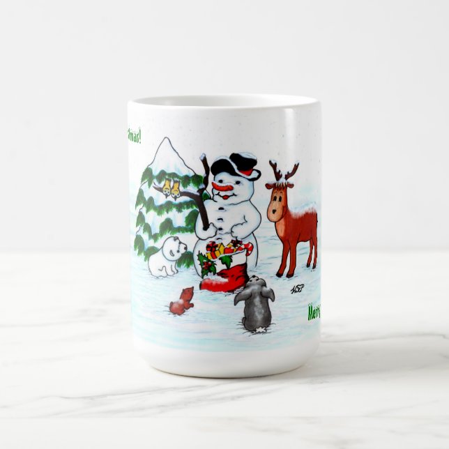 Taza Mágica ¡Feliz Navidad! Snowman con sus amigos (Centro)