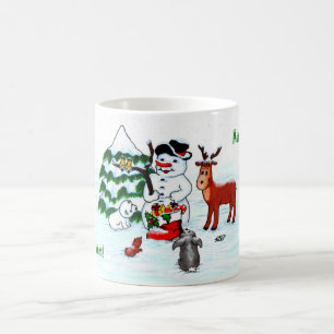 Taza Mágica ¡Feliz Navidad! Snowman con sus amigos