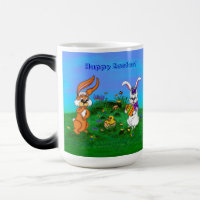¡Feliz Pascua! Conejo con conejo y pollo