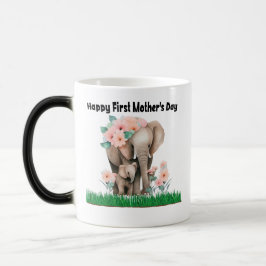 Taza Mágica feliz primer día de madre lindo elefante