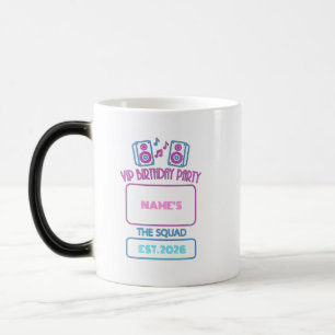Taza Mágica Fiesta de Cumpleaños VIP Neon Squad Invitado Perso