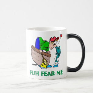 Taza Mágica Fish Fear Me Miedo Gracioso Pesca Mug
