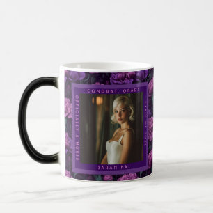 Taza Mágica Flor de Clavel Purpura Feliz Graduación