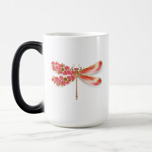 Taza Mágica Flor libélula con sakura de joyas