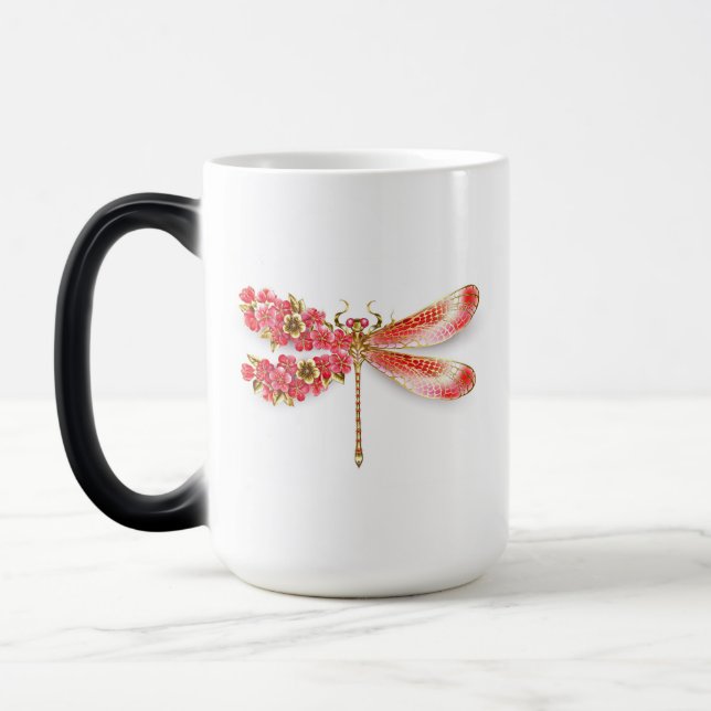 Taza Mágica Flor libélula con sakura de joyas (Izquierda)