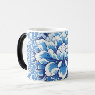 Taza Mágica Floral azul y blanco 