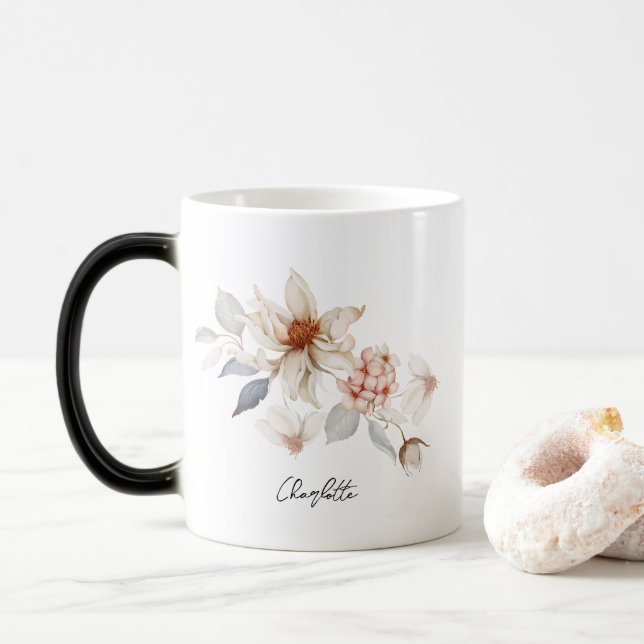 Taza Mágica Floral elegante y eterna (Con donut)
