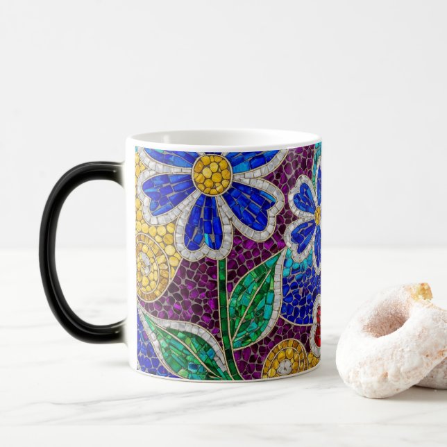 Taza Mágica floral modern mosaic pattern ceramic mug (Con donut)