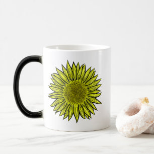 Taza Mágica Floral Rústico Amarillo Giro mano de girasol