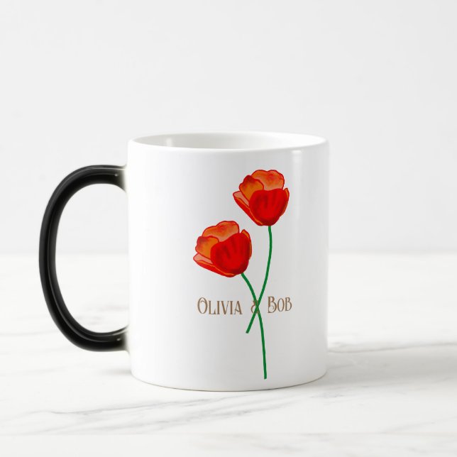 Taza Mágica Flores de adormidera roja personalizadas (Izquierda)