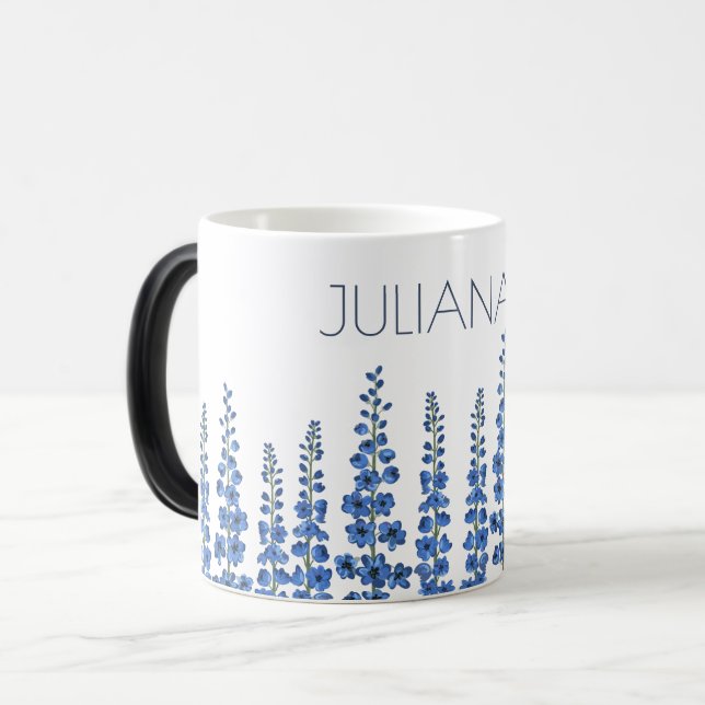 Taza Mágica Flores de delfino azul de julio (Anverso izquierdo)