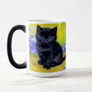 Taza Mágica Flores moradas de gato negro Van Gogh