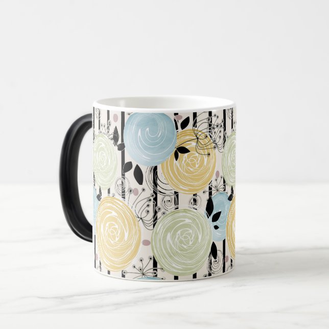 Taza Mágica Flores retro, abstractas (Anverso izquierdo)