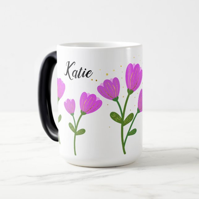 Taza Mágica Flores rosas pelucas personalizadas (Anverso izquierdo)