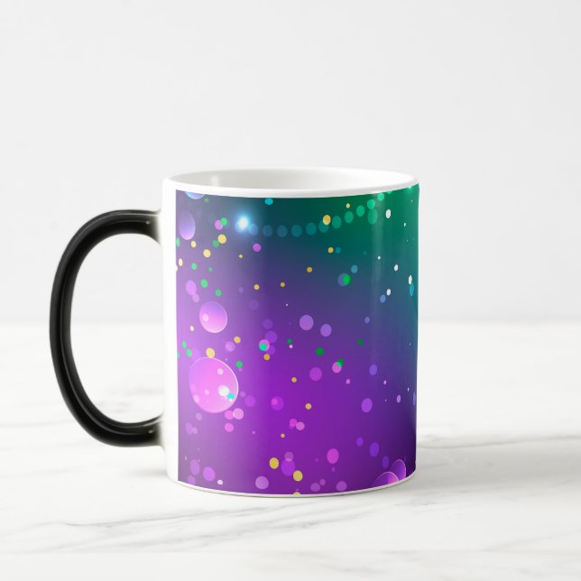Taza Mágica Fondo morado festivo Mardi Gras (Izquierda)