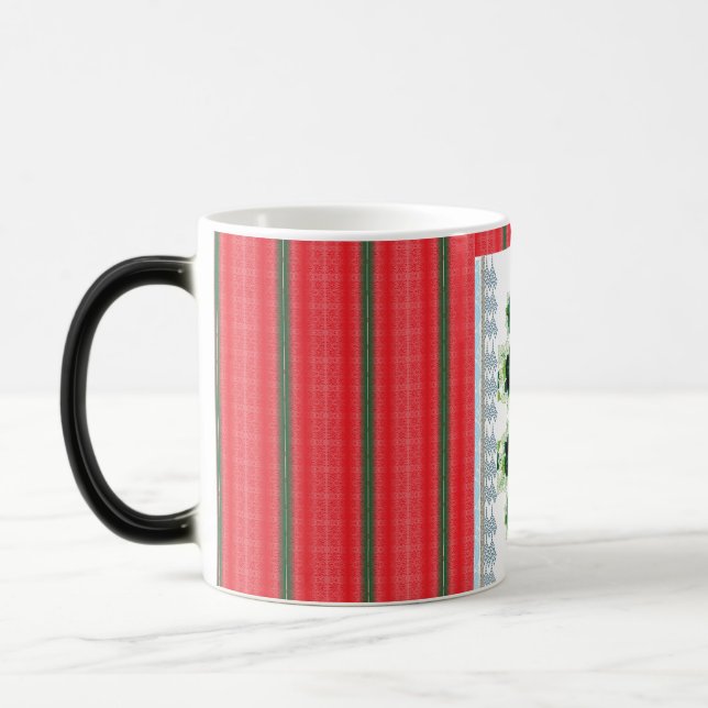 Taza Mágica fondo rayado rojo y verde (Izquierda)