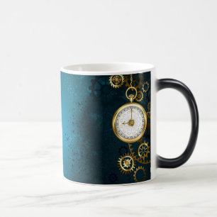 Taza Mágica Fondo turquesa de vapor con engranajes