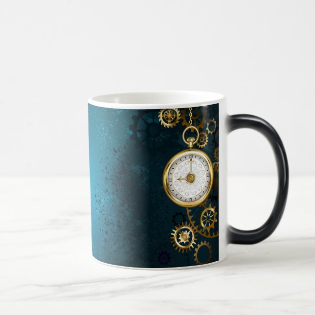 Taza Mágica Fondo turquesa de vapor con engranajes (Derecha)