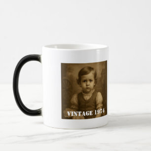 Taza Mágica Foto infantil personalizada, nombre y año vintage