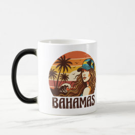 Taza Mágica Foto personalizada retro de la playa tropical de B