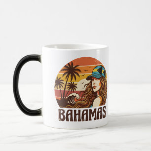 Taza Mágica Foto personalizada retro de la playa tropical de B