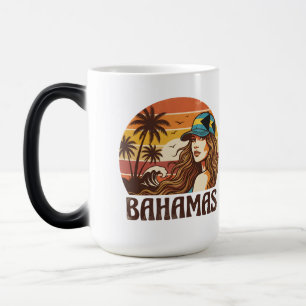 Taza Mágica Foto personalizada retro de la playa tropical de l