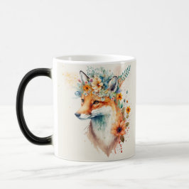 Taza Mágica Fox Flower Crown Watercolor                       