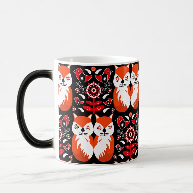 Taza Mágica Fox Y Nature Arte Folclórico Nórdico (Izquierda)