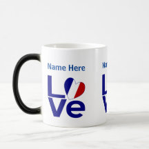 French Blue LOVE Gearr Bandera Personalizada 