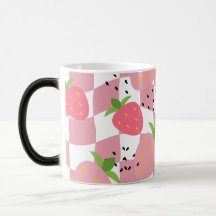 Fresas frescas de diseño a cuadros rosa genial par