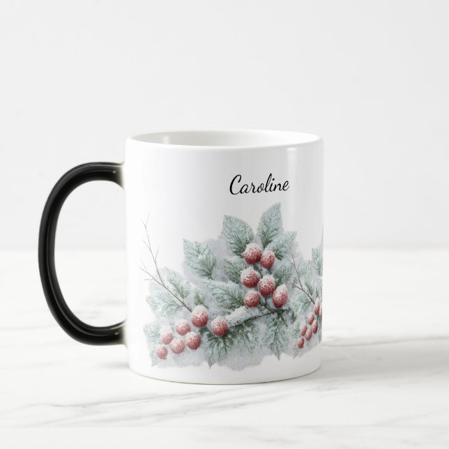Taza Mágica Frosted Winter Berry and Spruce Botanical Holiday  (Izquierda)