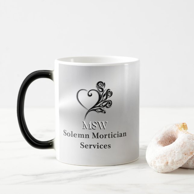 Taza Mágica Funeral Morticius Services, Heart and Rosas (Con donut)