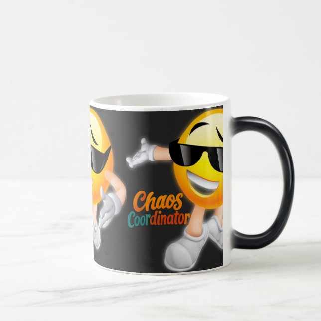 Taza Mágica Funny Coordinador del caos Mug - Emoji de risa con (Derecha)