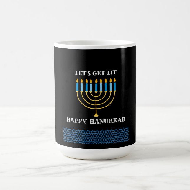 Taza Mágica Funny Cute Blue Hanukkah Menorah Design (Centro)