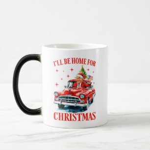 Taza Mágica Funny Santa Trump montando Camión Rojo Feliz Navid
